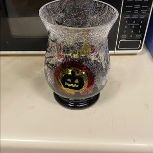 Halloween Crackle Glass Candle Holder